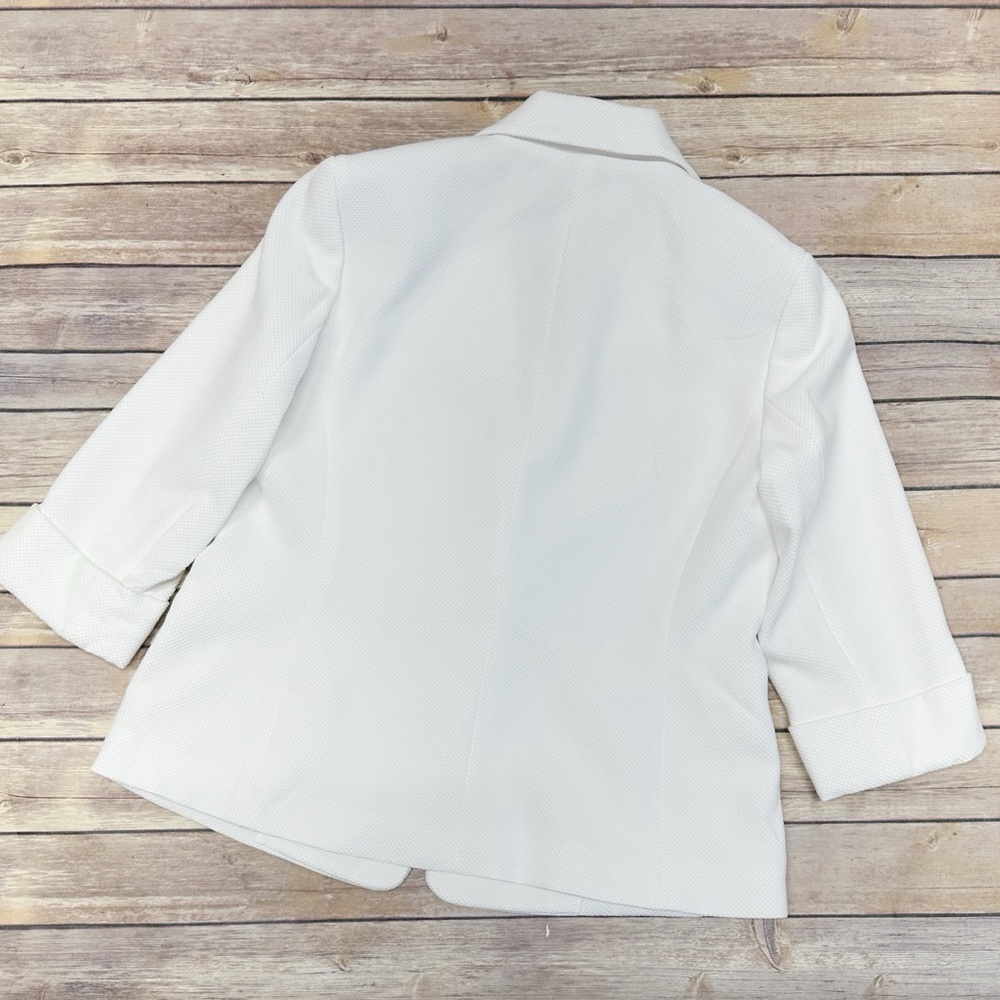 Kasper Women's Stretch Pique Single-Button Notched Jacket - Lily White 8 - Picture 4 of 9